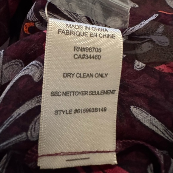 Rebecca Taylor 100% Silk Sheer Magenta Floral Print Blouse Sz 4 Feminine - Picture 8 of 8